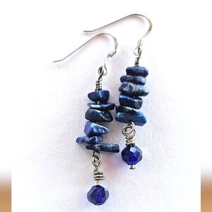 Sterling Lapis & Crystal Earrings